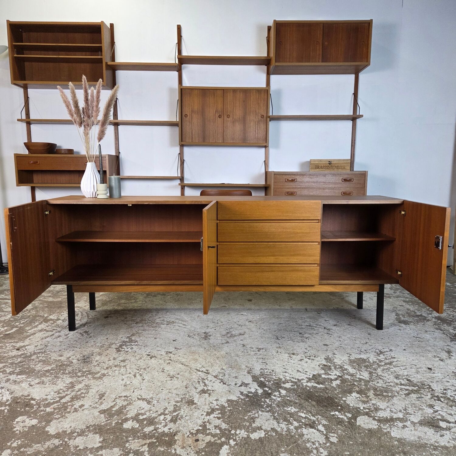 Vintage 60s - 70s German sideboard, walnut TV cabinet