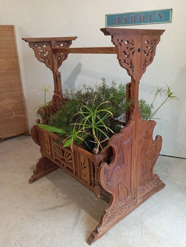 Solid teak carved swing cradle