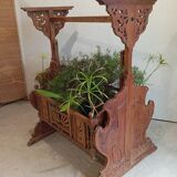 Solid teak carved swing cradle