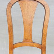 Lot 6 Art Deco chairs in Walnut style Louis XVI seat leather decorated with roses