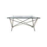 Gold metal coffee table glass tray 50s