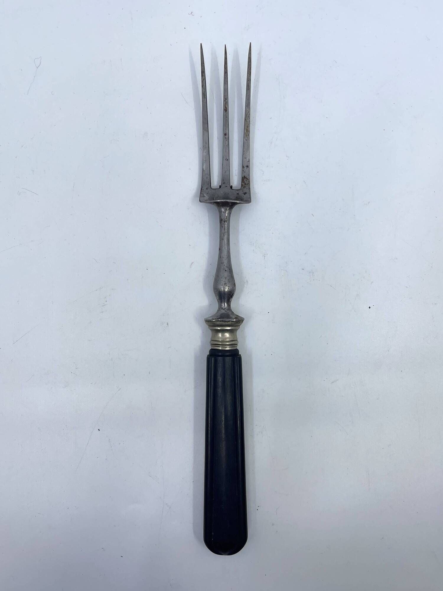 Carving fork with wooden handle