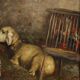 Peinture moderne signée Cesare Laurenti « The Little Girl and the Sheep »