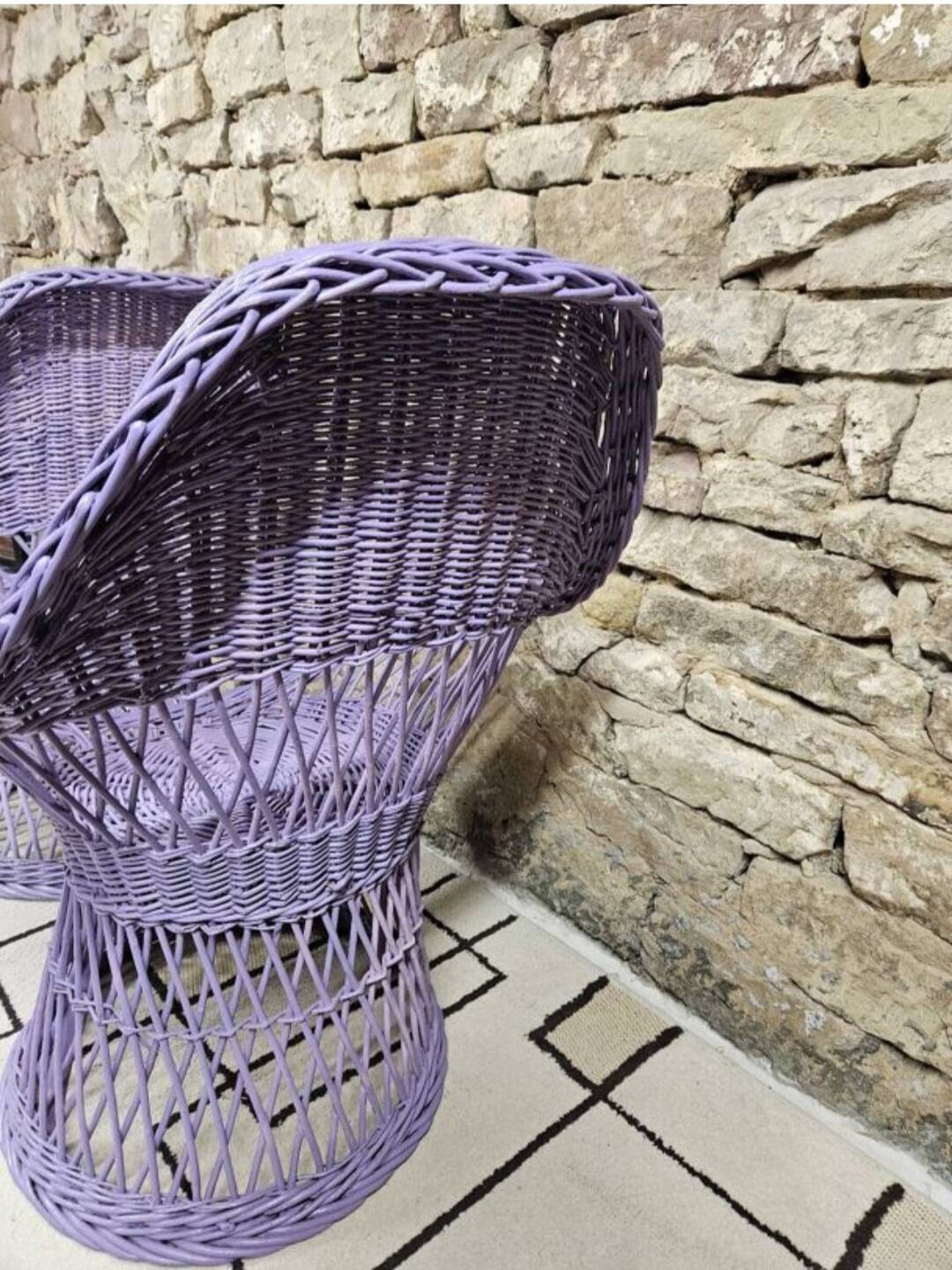 Pair of rattan and wicker armchairs, 1960s