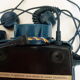 old blue phone with keys