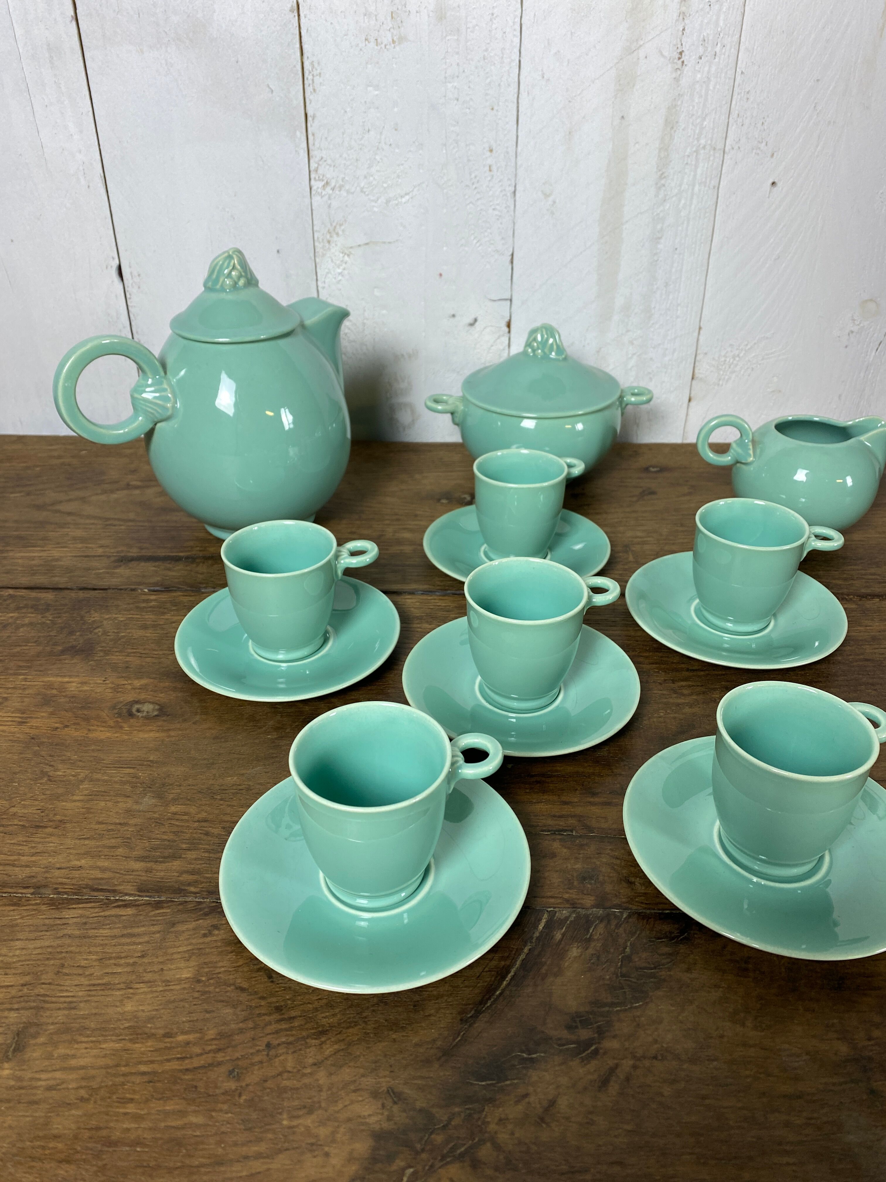 Celadon green coffee service