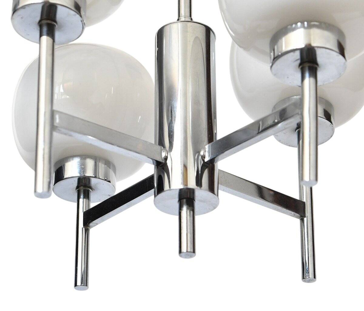 Vintage chandelier in chrome metal and glass