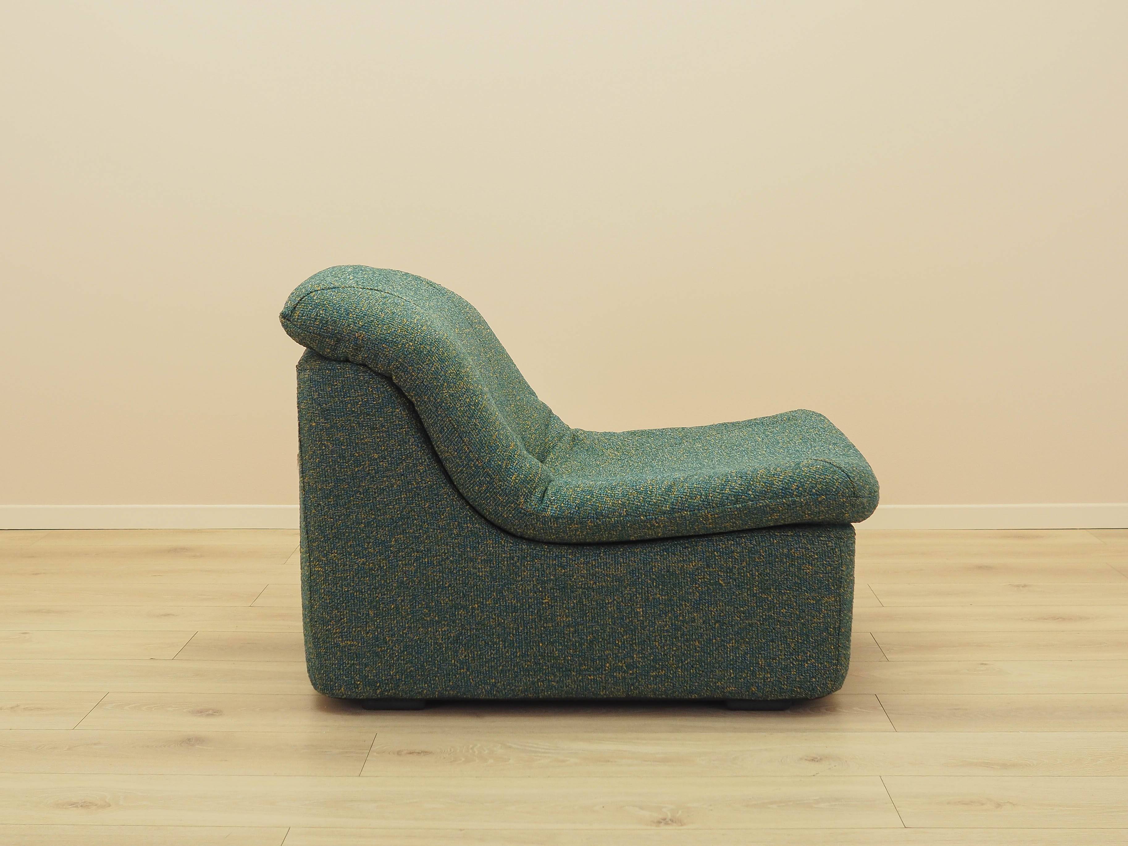 Green armchair, Italian design, 1970s, made in Italy
