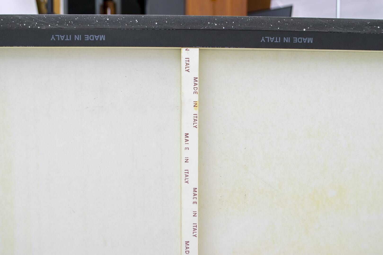 Postmodern Blue Lacquer and Black Marble Sideboard by DBM, Italy, 1980s