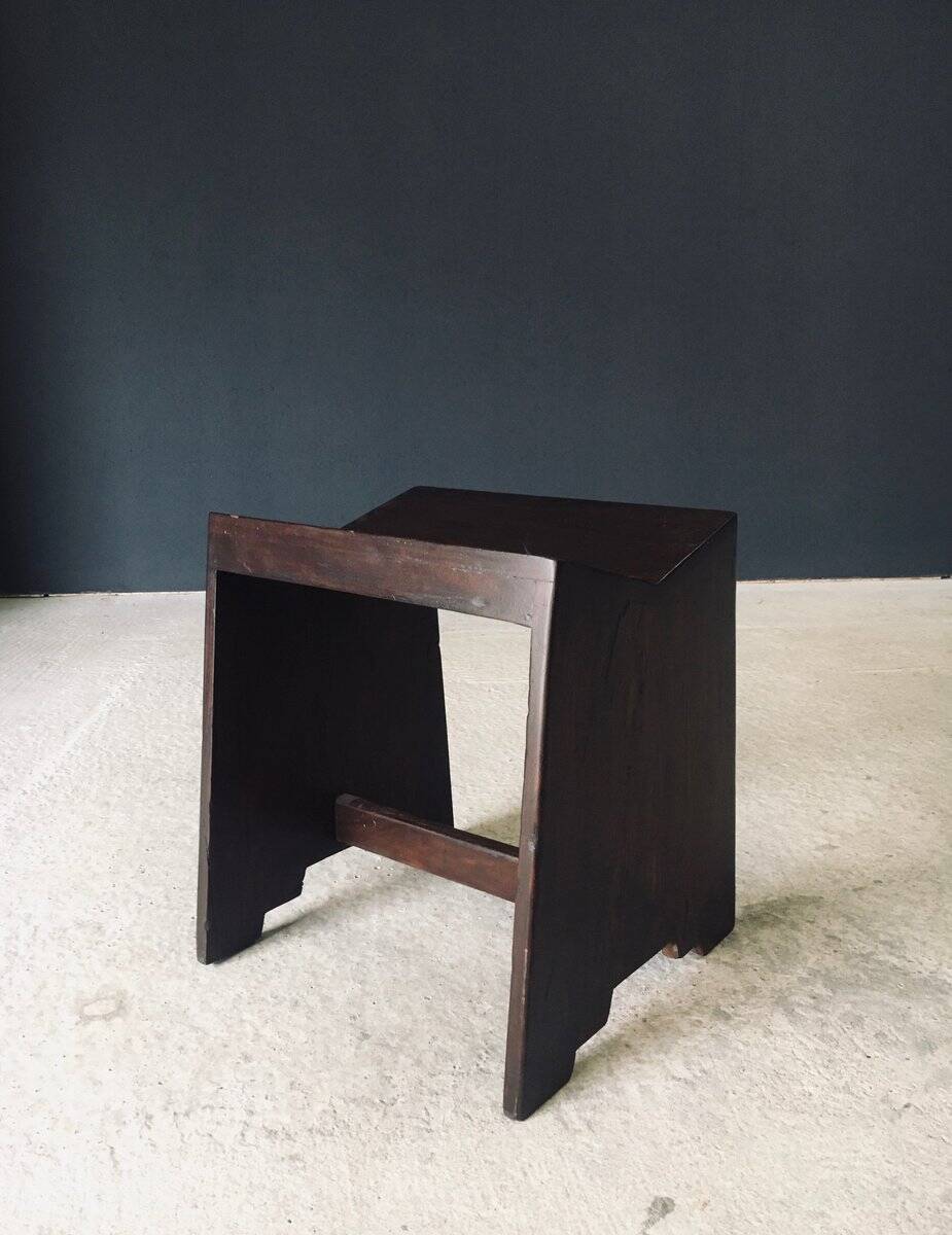 Modernist PJ-SI-68-A Sewing Stools by Pierre Jeanneret for Chandigarh, 1950s, India, Set of 2