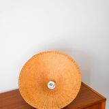 Rattan / beige woven wicker pendant light, 1970