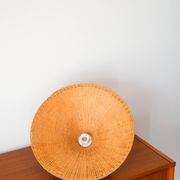 Rattan / beige woven wicker pendant light, 1970
