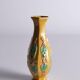 Chinese Yellow Glazed Hexagonal Relief Porcelain Vase with Prunus Motif