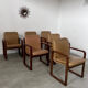 Lot 6 chairs armrests vintage 70s Scandinavian design leather and wood