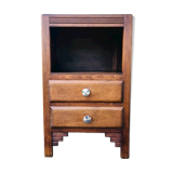 Art Deco bedside, 2 drawers in walnut Circa 40 /50