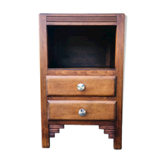Art Deco bedside, 2 drawers in walnut Circa 40 /50