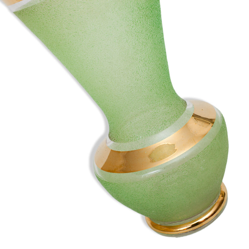 Granita glass green and gold vintage vase