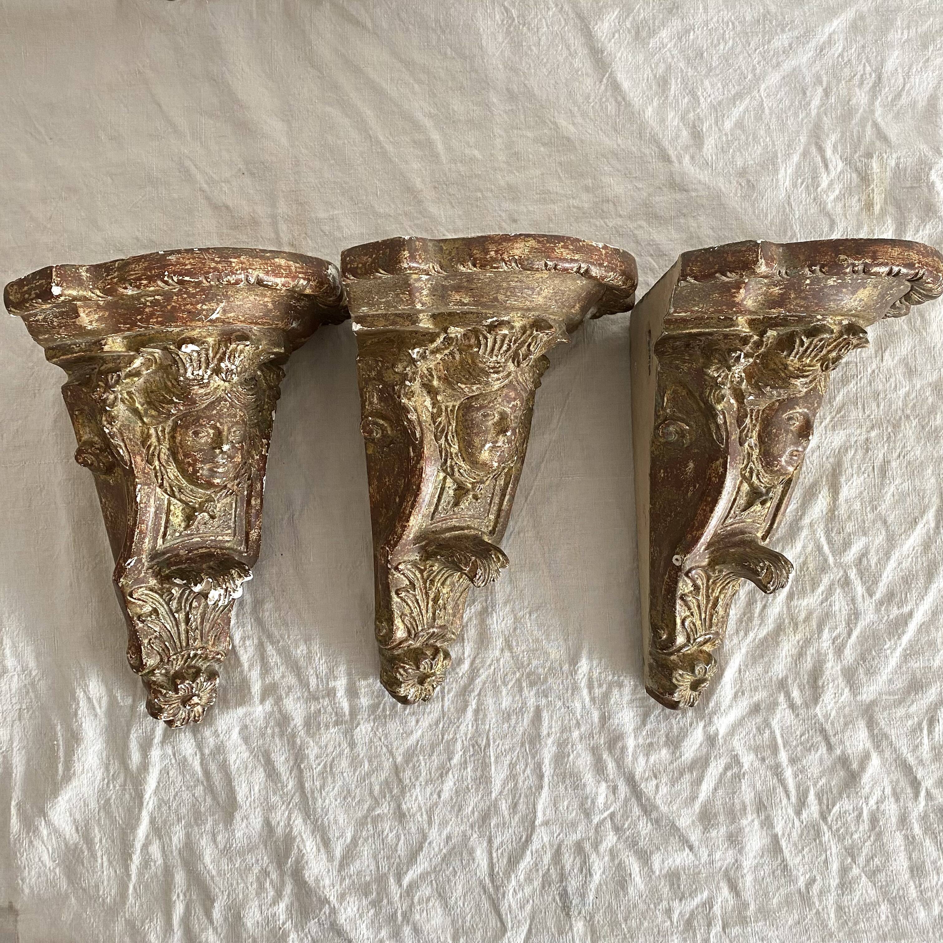 Baroque plaster corner consoles