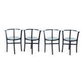 Set Of 4, Black Oak Dining Chairs, Czechoslovakia 1930s