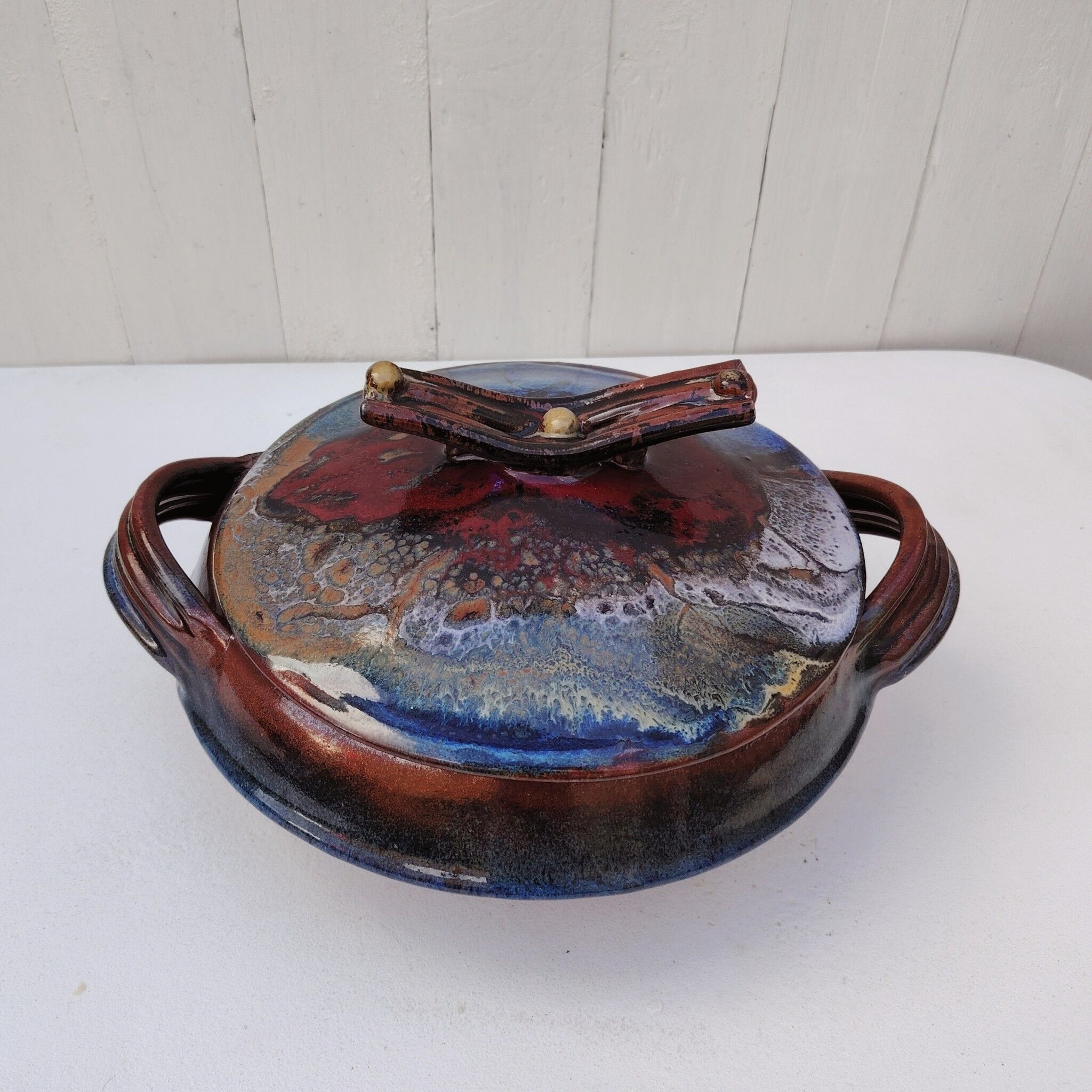 Large covered pot, soup tureen, glazed stoneware, Matthieu Liévois