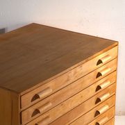 Antique plan cabinet in beech wood – Central Europe, around 1950