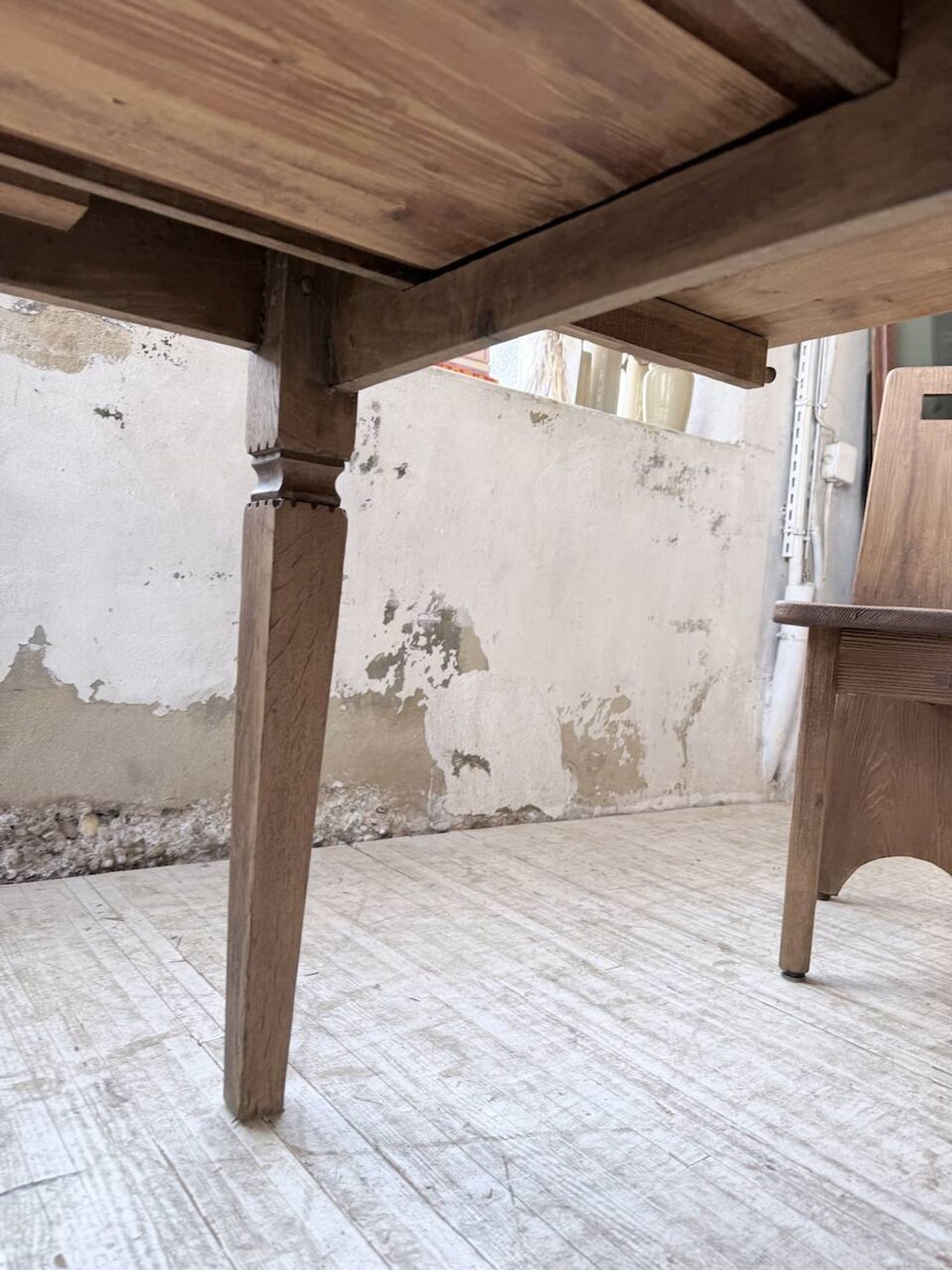 Solid oak farmhouse table with extensions (190-280cm) 1950