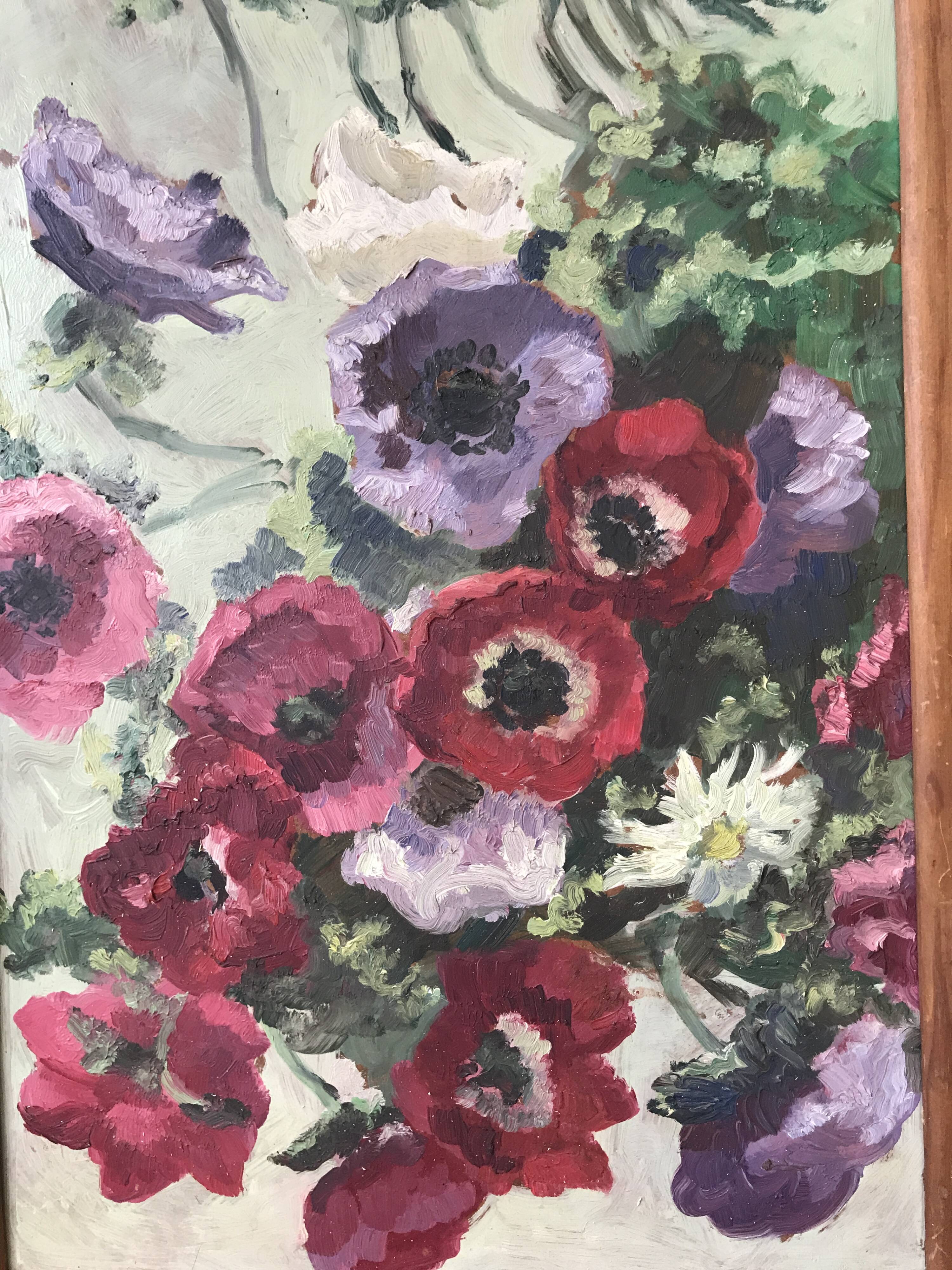 Tableau , fleurs en cascade , huile vers 1930