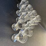 12 liqueur glasses – guilloché crystal – art deco