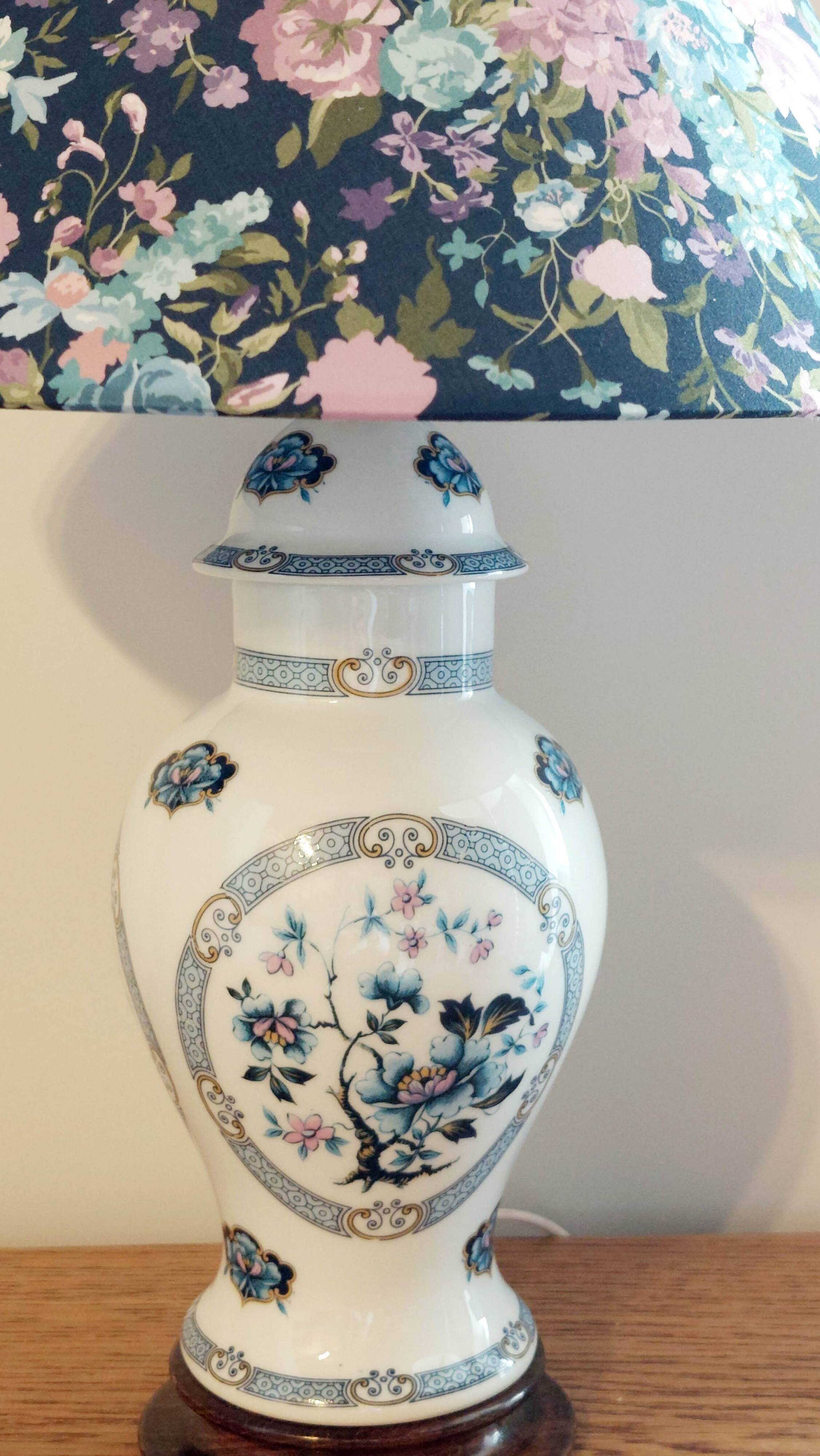 Limoges porcelain lamp Hergey – custom Liberty lampshade