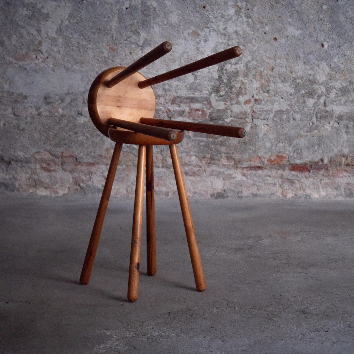 Pair of beech counter stools, 1960