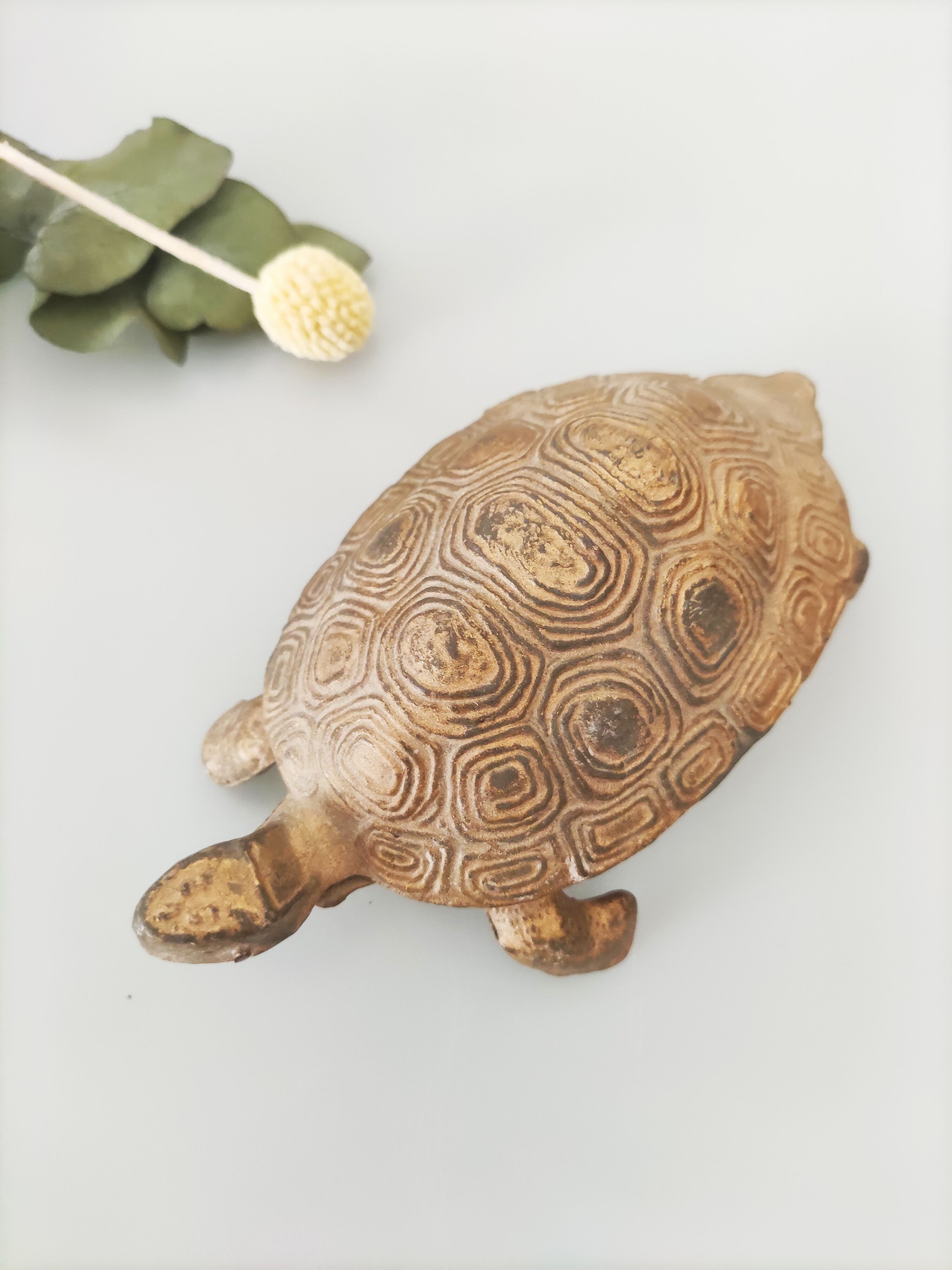 Turtle brass ashtray