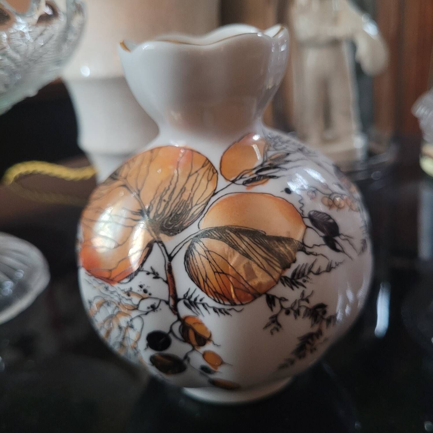 Vase en porcelaine Lomonossov dorée, Russie années 1950-70