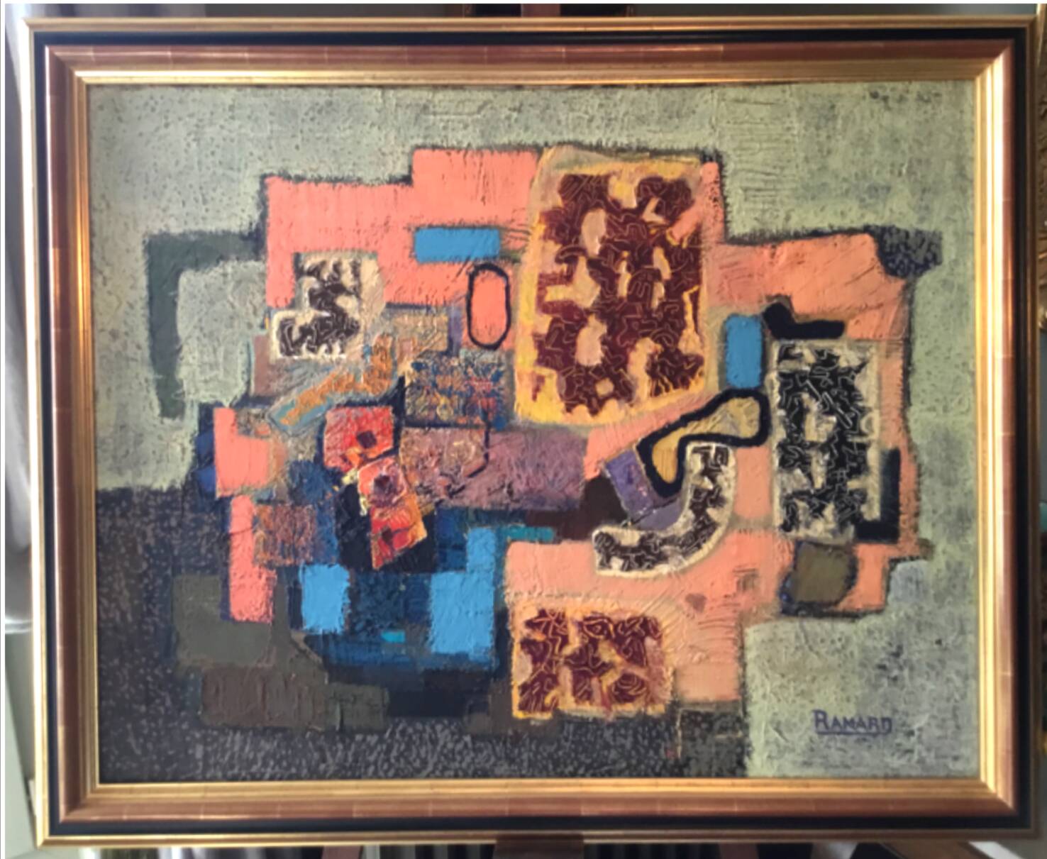 French school of the 20th century. Important framed oil on canvas signed Ramard