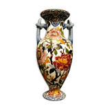 Gien earthenware vase with peony decoration