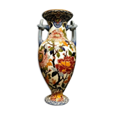 Gien earthenware vase with peony decoration