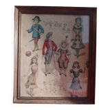 Fashion poster framed under glass, circa 1900