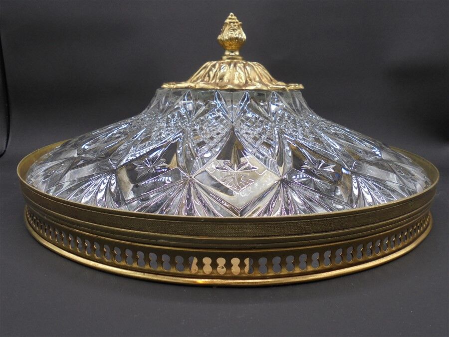 Ceiling lamp in glass and brass