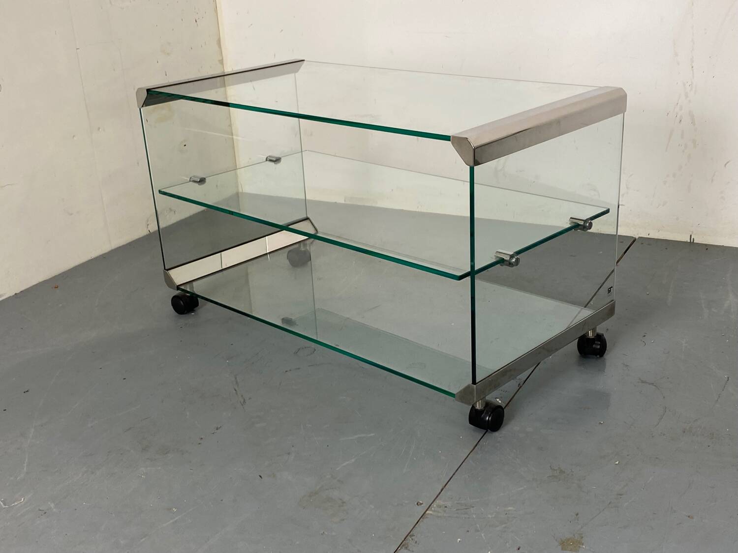 Table d'appoint vintage en verre Space Age par Gallotti & Radice, Italie 1970