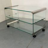 Table d'appoint vintage en verre Space Age par Gallotti & Radice, Italie 1970