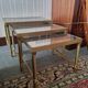 Set of three nesting tables in brass and glass