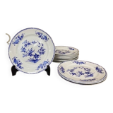 Set of 12 dessert plates in Tournai porcelain, Boch Frères, fly decor