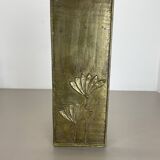 Hollywood Regency Solid 7.5kg Brass Brutalist Floral Umbrella Stand, Italy 1970s
