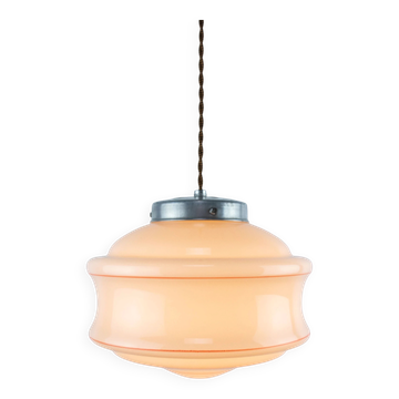 Vintage Art Deco Hanging Lamp, 1960s Pink Ceiling Light