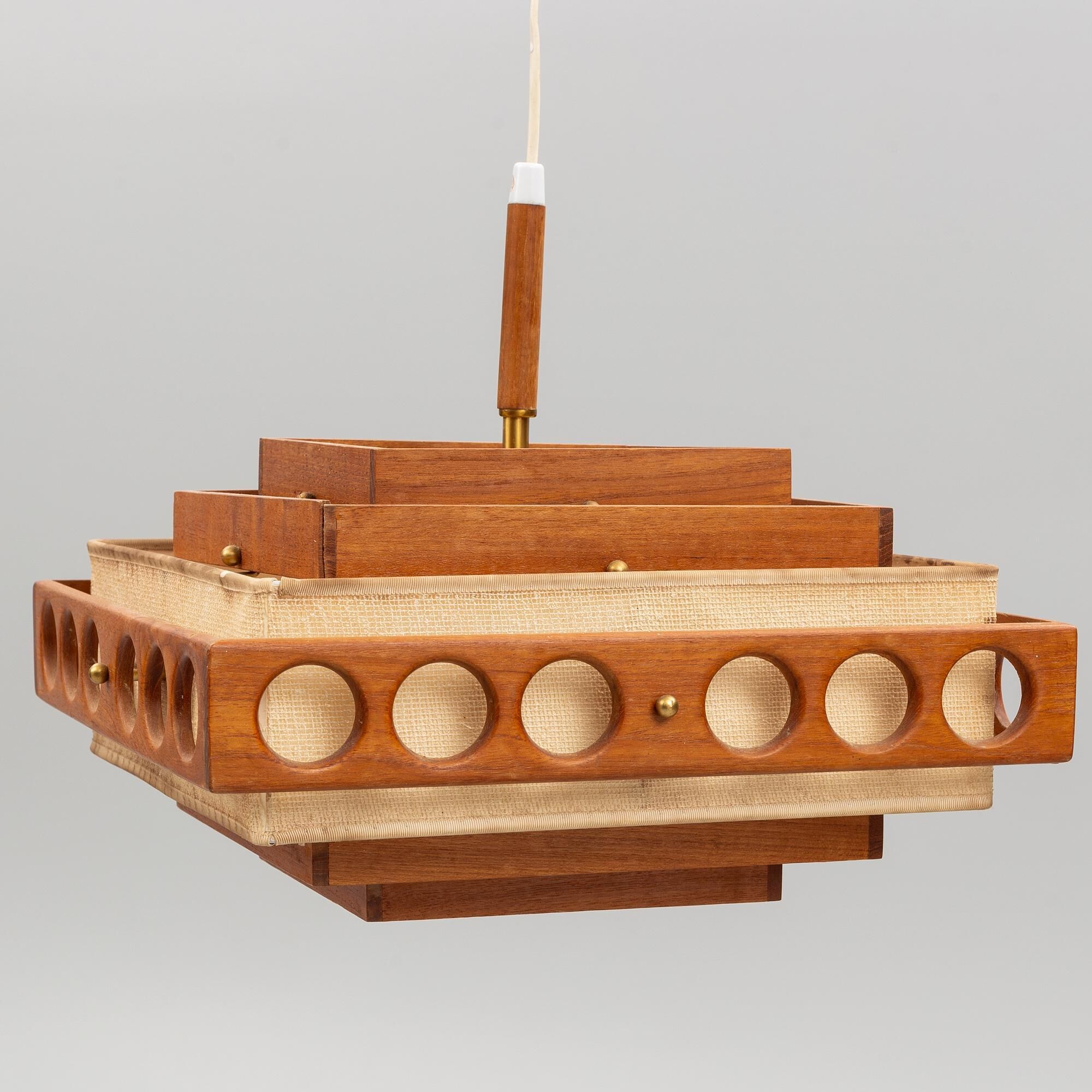 Teak chandelier Anonymous Artistics Sweden 1960