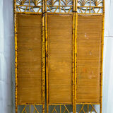 Vintage screen in bamboo handmade painting