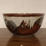 Saladier plat gres emaillé poterie deseur vintage