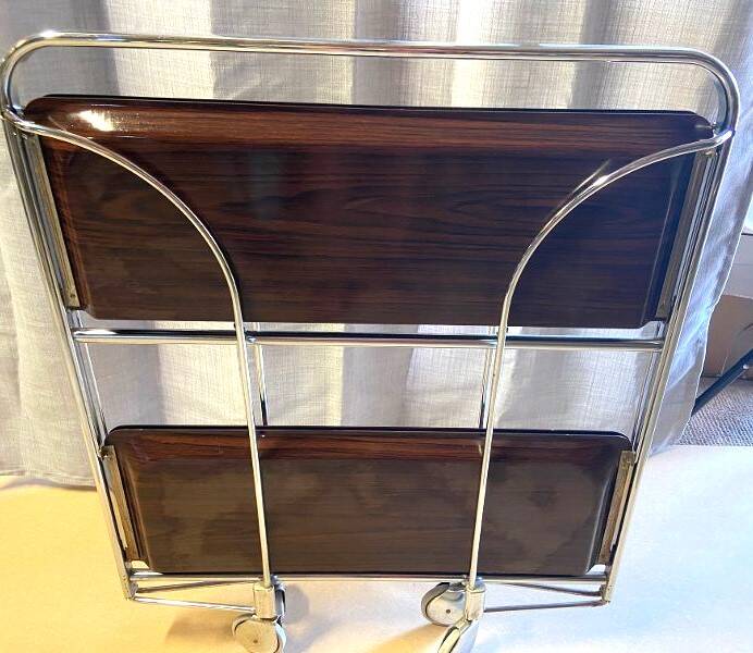 Antique & Vintage Side Table Folding Rolling Serving Cart Bar Design