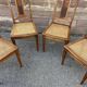 4 Art Deco walnut cane chairs 1930 French floral pattern