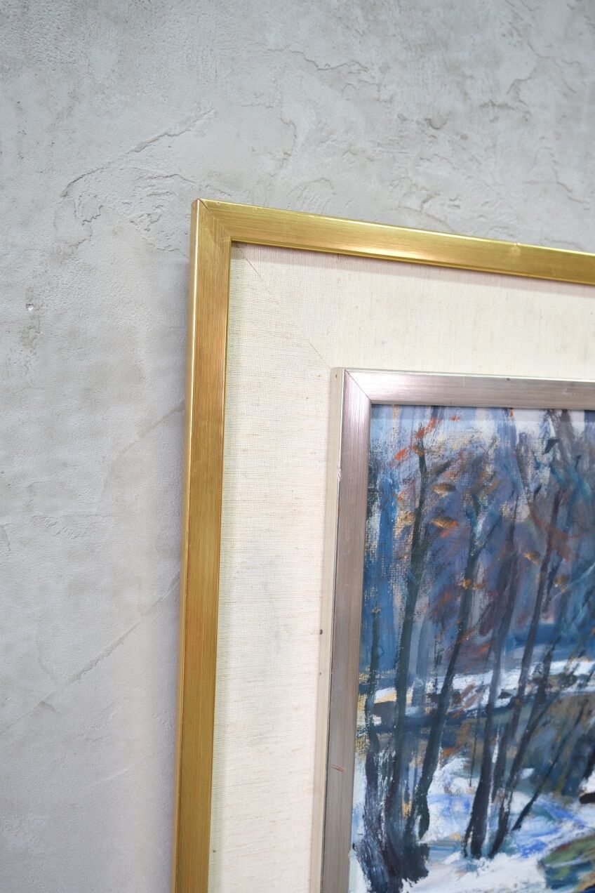 Gideon isaksson (1911-1980), scandinavian modern landscape, 1960s, oil on panel, framed