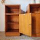 Art Deco pair of bedside tables in light oak by A. Gardner & Son